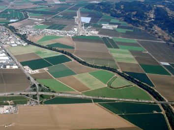 aerial of river and floodplain